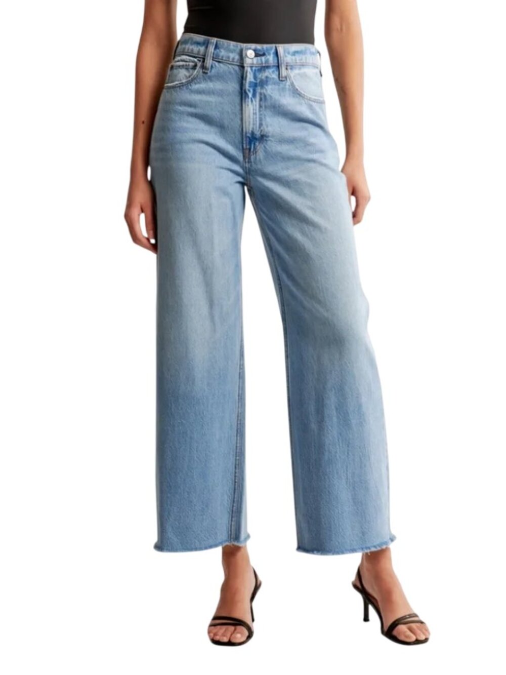 Abercrombie & Fitch The Crop Wide Leg Jean Curve Love Blue 30 Medium